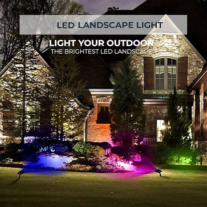 Outdoor Spotlights, Yard Spot Lights with Timer, 5W 120V RGB Colored Waterproof Memory Dimmable LED Landscape Light with Spiked Stand for Yard Lawn Pathway Tree Garden (4 Pack)