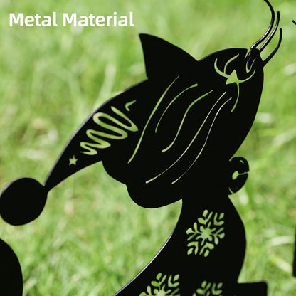 Metal Playing Cat Garden Decor for Outside (2 Pack), 14" Yard Art Stakes,Unique Gift for Kitty Lovers, Outdoor Lawn Statues and Weather Resistant Yard Art