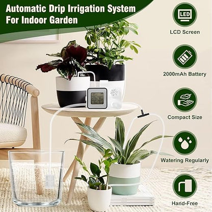 Automatic Drip Irrigation Kit,Ofloton 15 Potted Indoor Houseplants Support,Indoor Automatic Watering System for Plants,with Digital Programmable Water Timer