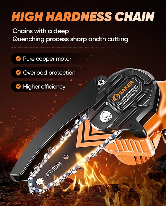 Saker Mini Chainsaw,2025 New Upgrade Portable Electric Chainsaws Cordless,Small Handheld Chain Saw Pruning Shears Chain Saws for Tree Branches,Courtyard and Garden
