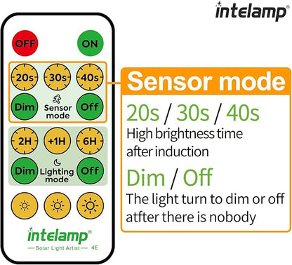intelamp Solar Flood Lights Outdoor Waterproof, 6000mAh 1200LM Solar Powered Dual Motion Sensor LED Warm Lighting Dusk to Dawn Security Floodlight Exterior with Remote for Outside Garden House Patio
