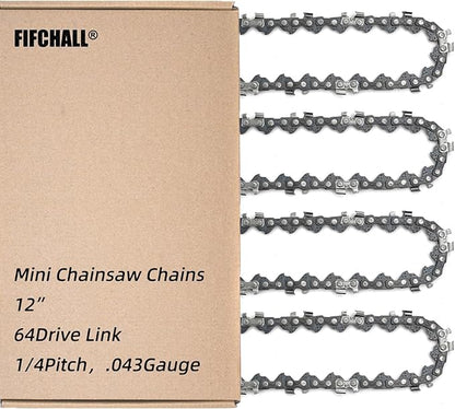 4 Pack 12 Inch Chainsaw Chain 1/4"LP Pitch .043" Gauge 64 Drive Links, Replacement Pole Saw Chain 12-inch Chainsaw Chains Fits for Stihl MSA120 C-B MSA140 C-B and More