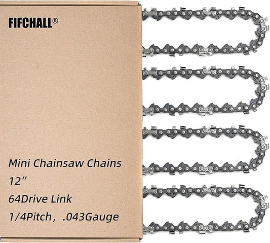4 Pack 12 Inch Chainsaw Chain 1/4"LP Pitch .043" Gauge 64 Drive Links, Replacement Pole Saw Chain 12-inch Chainsaw Chains Fits for Stihl MSA120 C-B MSA140 C-B and More