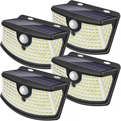 Aootek New Solar Motion Sensor Lights 120 LEDs with Lights Reflector,270° Wide Angle, IP65 Waterproof, Step Lights for Front Door, Yard, Garage, Deck (Back Button 4-Pack)