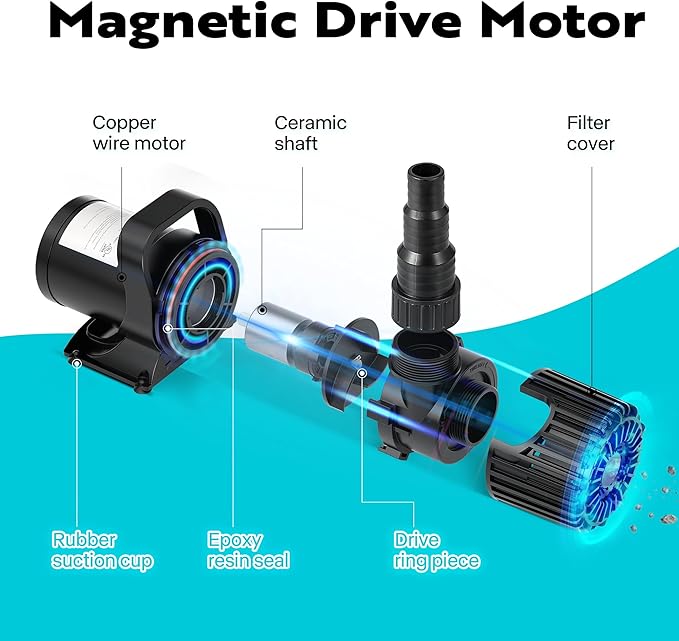 VIVOHOME 100W 1600GPH Submersible Water Pump with 180° Seamless Adjustable Nozzle and Barrier Bag for Koi Pond Waterfall Fountains Fish Tank