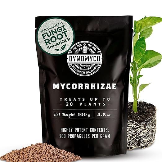 DYNOMYCO Granular Mycorrhizal Fungi Inoculant, 100g/3.5oz – Boosts Root Growth, Yields & Nutrient Uptake – 900 Propagules/g, Concentrated Granules, & OMRI Listed – Biofertilizer for Plant Growth