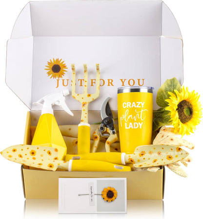 Sunflower Gardening Gifts for Women, Garden Tool Set, Heavy Duty Gardening Hand Tools with Garden Tool Bag,Yellow