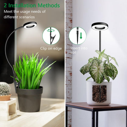 Plant Lights for Indoor Growing, 144 LED Full Spectrum Grow Light with Clip 3 Pack, Black Halo Indoor Plant Light 2 Installation Options with 6/12/16H Timer, 5 Dimmable, 3 Modes