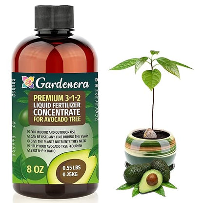 Premium Liquid Avocado Plant Fertilizer - 3-1-2 Concentrate for Indoor Plants and Flowers by Gardenera | Organic Plant Food for Avocado Trees - 8oz