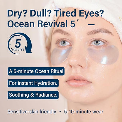 Ocean Oracle Hydrating Hydrogel Eye Patches 28 Pairs, 15-Min Soothing Eye Masks with Marine Algae & Seaweed Blend, Rejuvenating Eye Pads for Tired Eyes, Spa Relaxation Gifts for Women & Men