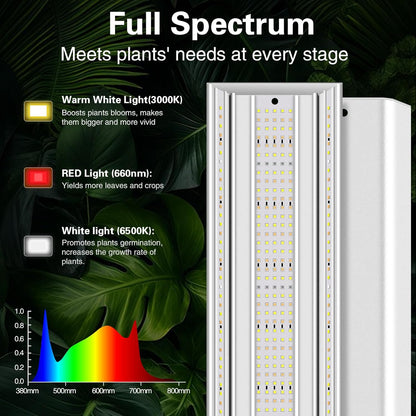 LED Grow Lights for Seed Starting with Stand, 2ft 60W Full Spectrum Seedling Lights Grow Lights for Indoor Plants, 4/8/12H Timer and 10 Dimming Levels, Height Adjustable and Energy Efficient