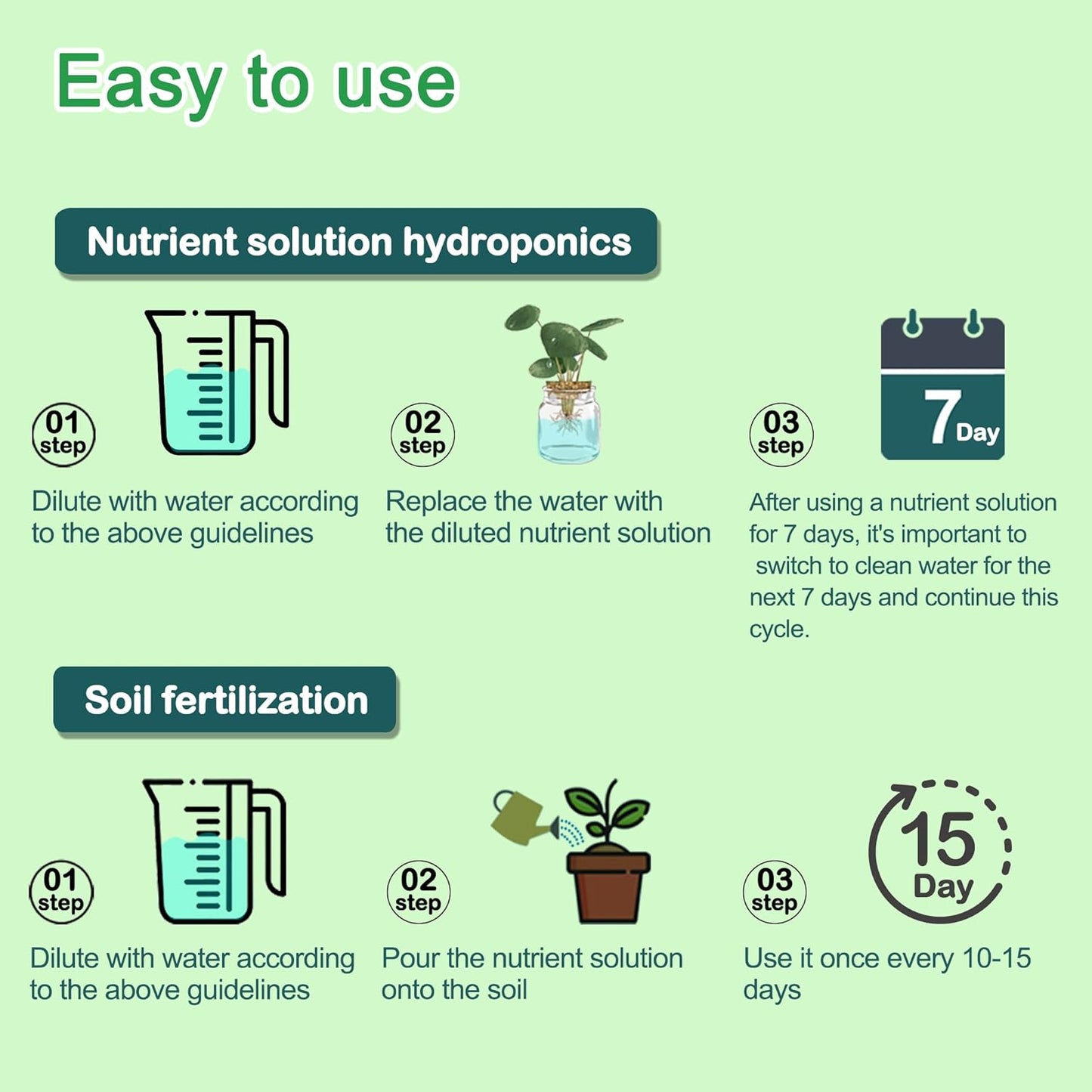 Hydroponics Nutrients (1000ml in Total), A&B Plant Food for Hydroponics Growing System and Potted Houseplants, Plant Fertilizer Supplies