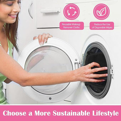 Orighty Makeup Remover Cloths 12 Pack, Makeup Removal Face Cleansing Cloth, Reusable Make-up Remover Pads Remove Instantly Dirt with Just Water, 5 x 5 in (Black)