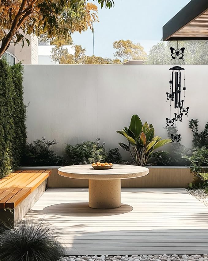 Butterfly Wind Chimes for Outside, Metal Windchimes Outdoors Clearance with 4 Aluminum Tubes, Garden Patio Yard Home Decor, Butterfly Gifts for Pet Lovers Mom Grandma, Unique Festival Birthday Gift