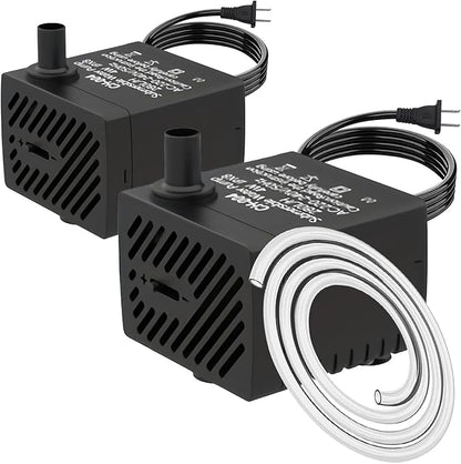 80GPH 2Packs Mini Submersible Water Pump, Small Fountain Pump for Ponds, Aquariums, Fish Tanks, Tabletop Fountains, Pet Fountains, Water Features