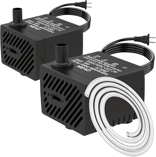 80GPH 2Packs Mini Submersible Water Pump, Small Fountain Pump for Ponds, Aquariums, Fish Tanks, Tabletop Fountains, Pet Fountains, Water Features