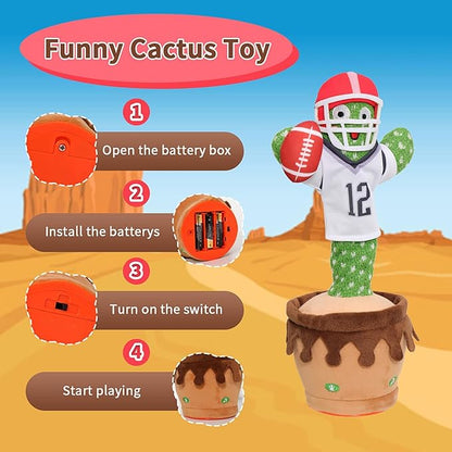 MIAODAM Dancing Football Cactus Toy, Singing, Talking, Record & Repeats What You say with 60 English Songs, Funny Eletronic Baby Toys