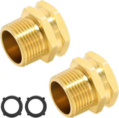 TAROSE 2 Pack Brass Garden Hose Adapter, 3/4” GHT Female x 3/4” NPT Male Connector, GHT to NPT Adapter Hose Fitting,Brass Garden Hose to Pipe Fittings Connect