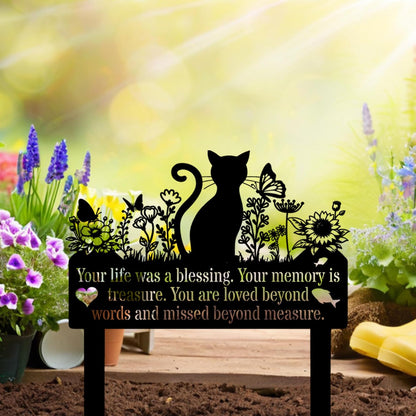 Grave Markers Cat, Metal Cats Metal Memorial Garden Stake, Pets Waterproof Grave Stakes Plaque, Pet Headstone Garden Memorial Graves, Metal Cat Garden Decor 12"