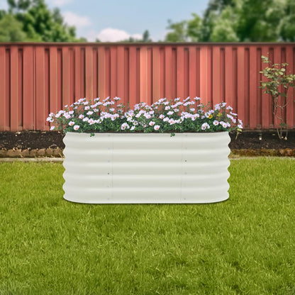 Galvanized Raised Garden Bed Kit, Large Oval Metal Deep Root Planter Box for Outdoor Gardening Planting Plants Vegetables Flower Herb (3.45ft)