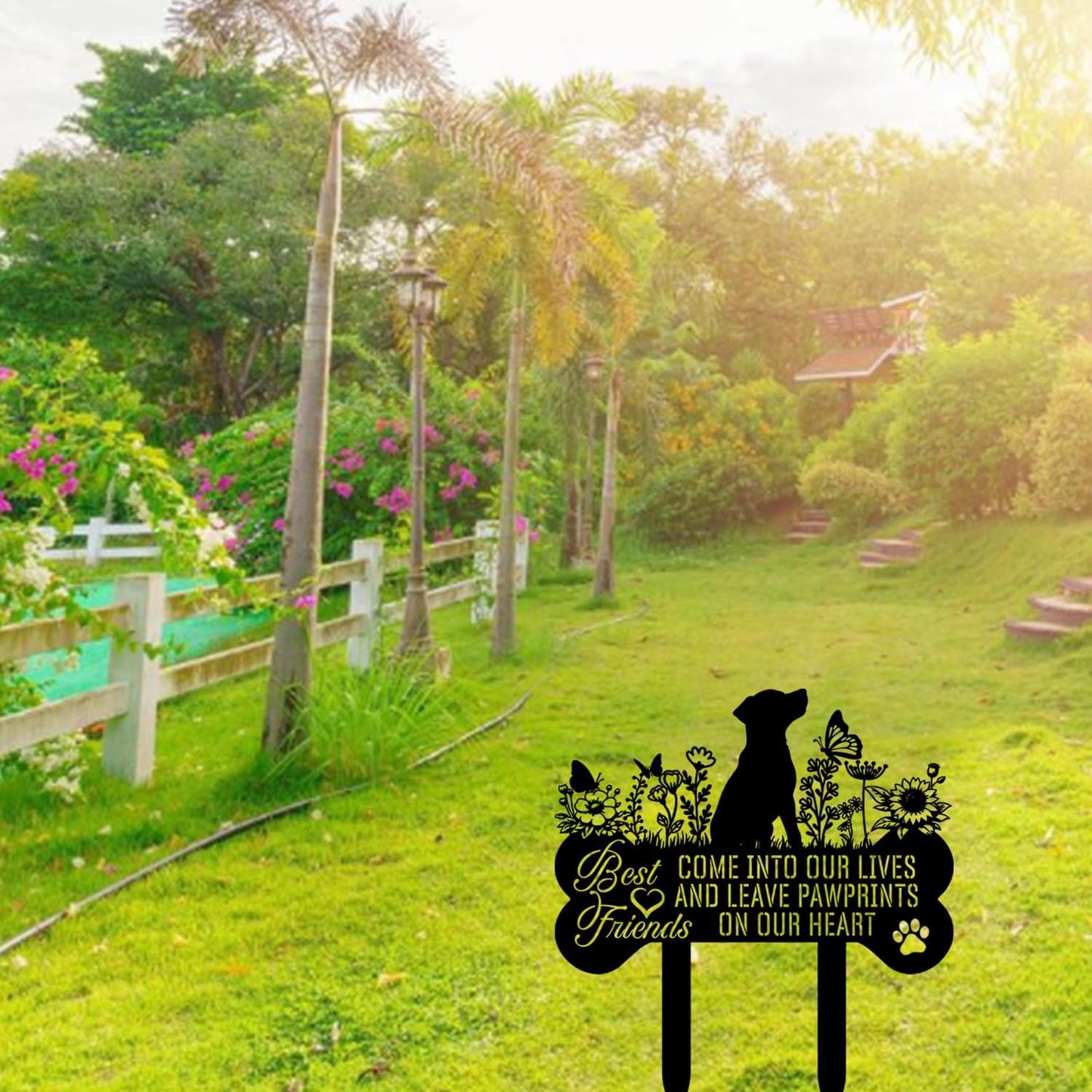 Pet Grave Markers Dog, Metal Pet Metal Memorial Garden Stake, Pets Waterproof Grave Stakes Plaque, Pet Headstone Garden Memorial Graves, Metal Dog Garden Decor 12"