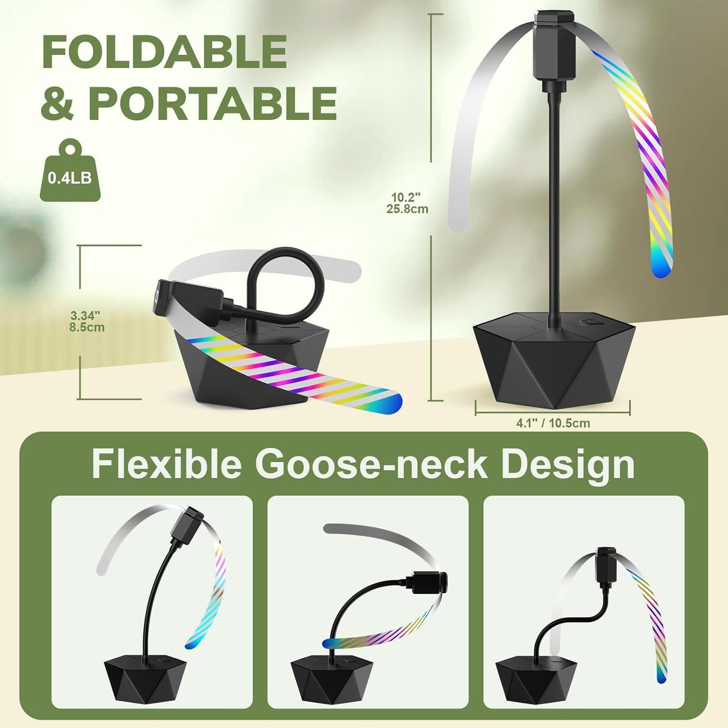 Grete Gotye 4-PC Table Food Fans, Flexible Goose-Neck Blades, Portable Battery Powered Fan for Home, Restaurant, Party, Picnic (Jet Black)