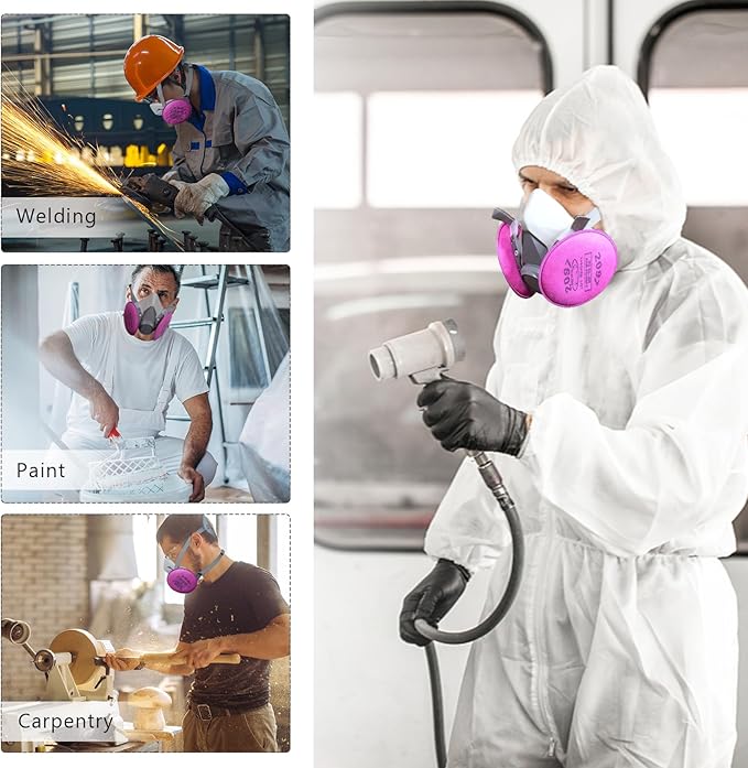 Reusable Respirator Mask - Respirator Mask with Filters, Dust Mask for Spray Paint Chemicals Epoxy Resin