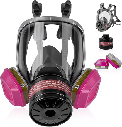 Full Face Respirator Mask - Gas Masks Survival Nuclear and Chemical for Asbestos, Fume, Resin, Dust and Chemical