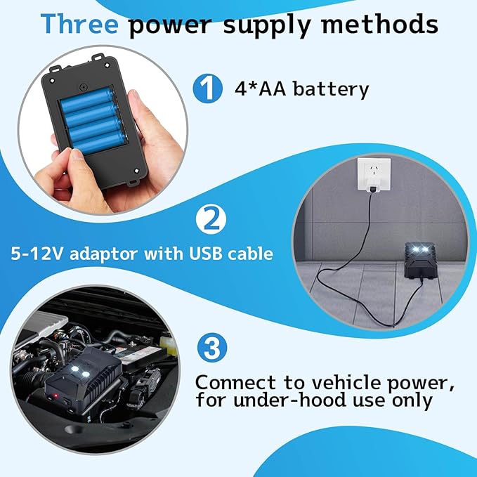 Ultrasonic Rodent Repellent, 2 Pack Plug-in Mouse Rat Pest Bat Squirrels Skunks Repellent for Car with Battery Powered Under Hood, Keep Mice Out of Cars Engines, Indoor, Outdoor, Garage, Room