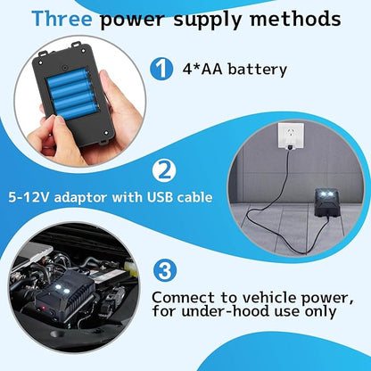 Ultrasonic Rodent Repellent, 2 Pack Plug-in Mouse Rat Pest Bat Squirrels Skunks Repellent for Car with Battery Powered Under Hood, Keep Mice Out of Cars Engines, Indoor, Outdoor, Garage, Room