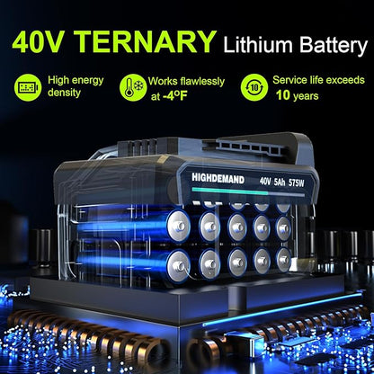 Leaf Blower Cordless with Battery - 40V Powerful Electric Leaf Blower, 600CFM &180MPH and Variable-Speed with 5.0Ah Battery and Charger for Lawn Care, Patio, Dust, Blowing Leaves (Grey)