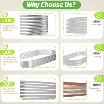 BTDVR 4 PCS Galvanized Raised Garden Bed Outdoor, Metal Raised Beds for Vegetables, Above Ground Garden Box for Flower, Steel Garden Bed for Gardening