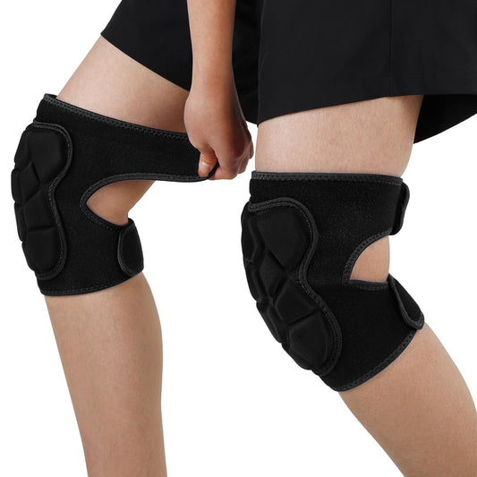 Wanlvhu Women Men Knee Pads for Gardening, House Cleaning, Construction Work, Volleyball, Adjustable Flooring Kneepads Kneeling Cushion with Thick EVA Foam Padding (Black, Medium)