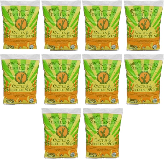 Organic Mechanics Cactus and Succulent Blend Potting Soil, 2 qt (Pack of 10) – Well-Drained Organic Mix – Enhances Plant and Root Growth with Biochar, Rice Hulls, and Worm Castings