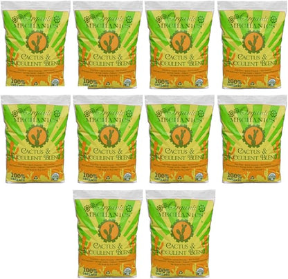 Organic Mechanics Cactus and Succulent Blend Potting Soil, 2 qt (Pack of 10) – Well-Drained Organic Mix – Enhances Plant and Root Growth with Biochar, Rice Hulls, and Worm Castings
