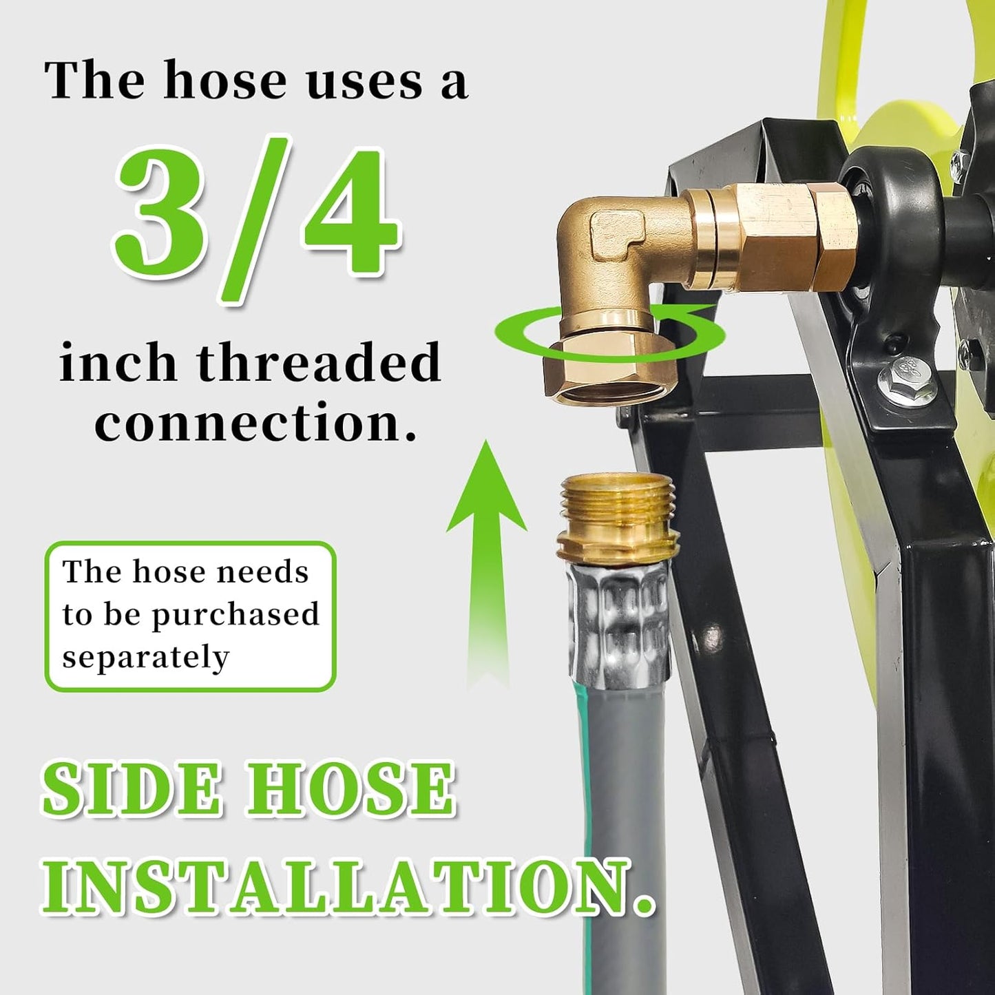 Garden Hose Reel Heavy Duty ，for 5/8" Hose Reel with Crank Handle Retractable, Wall/Floor Mount Metal Hose Reel, Holds up to 300-Feet.（Hose not included）