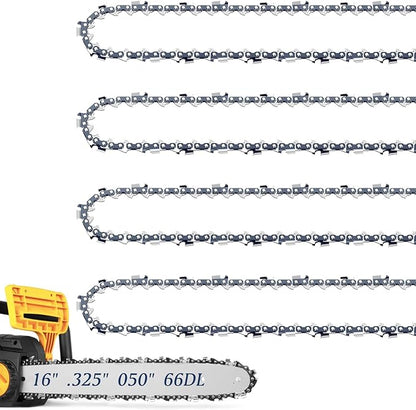 4 Pack 16 Inch Chainsaw Chain for Husqvarna .325" Pitch .050" Gauge 66 Drive Links, Fits Husqvarna 435, 430, Replacement 50184 08-66, 591095766, H23-66 and More