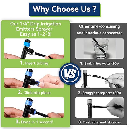 40PCS 1/4 inch Tubing Drip Irrigation Emitters Sprayer,360 Degree Drip Emitter Sprayer with Stake, Irrigation Dripper Sprinklers for Drip Irrigation System