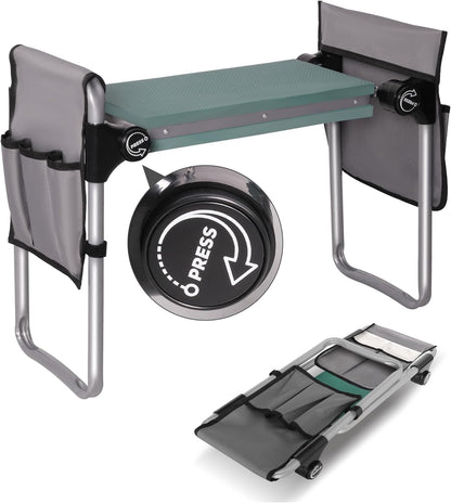 Garden Kneeler and Seat Bench Garden Workseat,Upgraded Smart Folding Gardening Bench Widen EVA Foam Kneeling Pad and Detachable Tool Pouch Portable Gardening Stools for Back Yard Outdoor Fishing