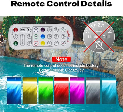 Pond Waterfall Spillway, APP Control Multi-Color LED Light Outdoor Pool Fountain, Acrylic Water Spillway Koi Fountains Kit for Garden Patio Swimming Pool Decoration - 23.6"x7.8"x3.9"