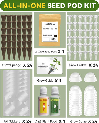Red Romaine Lettuce Seed Pod Kits for AeroGarden, (24-Pods), Ahopegarden, iDOO Hydroponics Growing System Indoor Herb Garden, 400+ Seeds, Including American Fast Lettuce, Red Romaine Lettuce