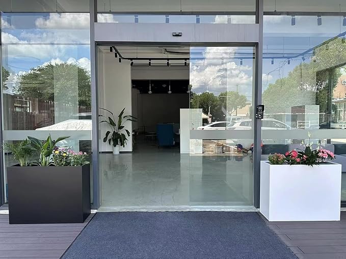 38" L x 13" W x 30" H Metal Tall Rectangular Planter - Large Planter Box for Outdoor Patio/Porch Modern Design for Plants, Flowers, Garden,Spliced Flower Pot (Navy)