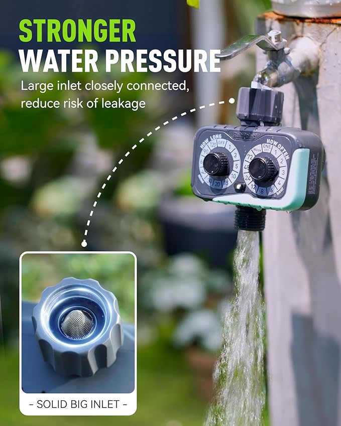 RAINPOINT Sprinkler Timer, 2 Dial Garden Hose Water Timer Automatic Programmable, Weatherproof for Lawn, Plants & Drip Irrigation