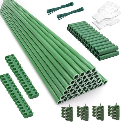 Garden Stakes 17Inch 40Pack, DIY Tall Plant Support Stakes of 4Ft,5Ft,6Ft,7Ft, HAINANSTRY Fiberglass Plant Stake for Indoor & Outdoor Plants, Tomato Vegetable Stakes for Garden