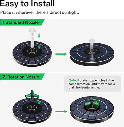 VIVOSUN Solar Fountain, 4W Solar Water Fountain with Upgraded Glass Panel, Built-in Battery, 7 Nozzles, Colored LED Lights, Outdoor Solar Fountain Pump for Bird Bath, Pond, Pool, Fish Tank, Garden