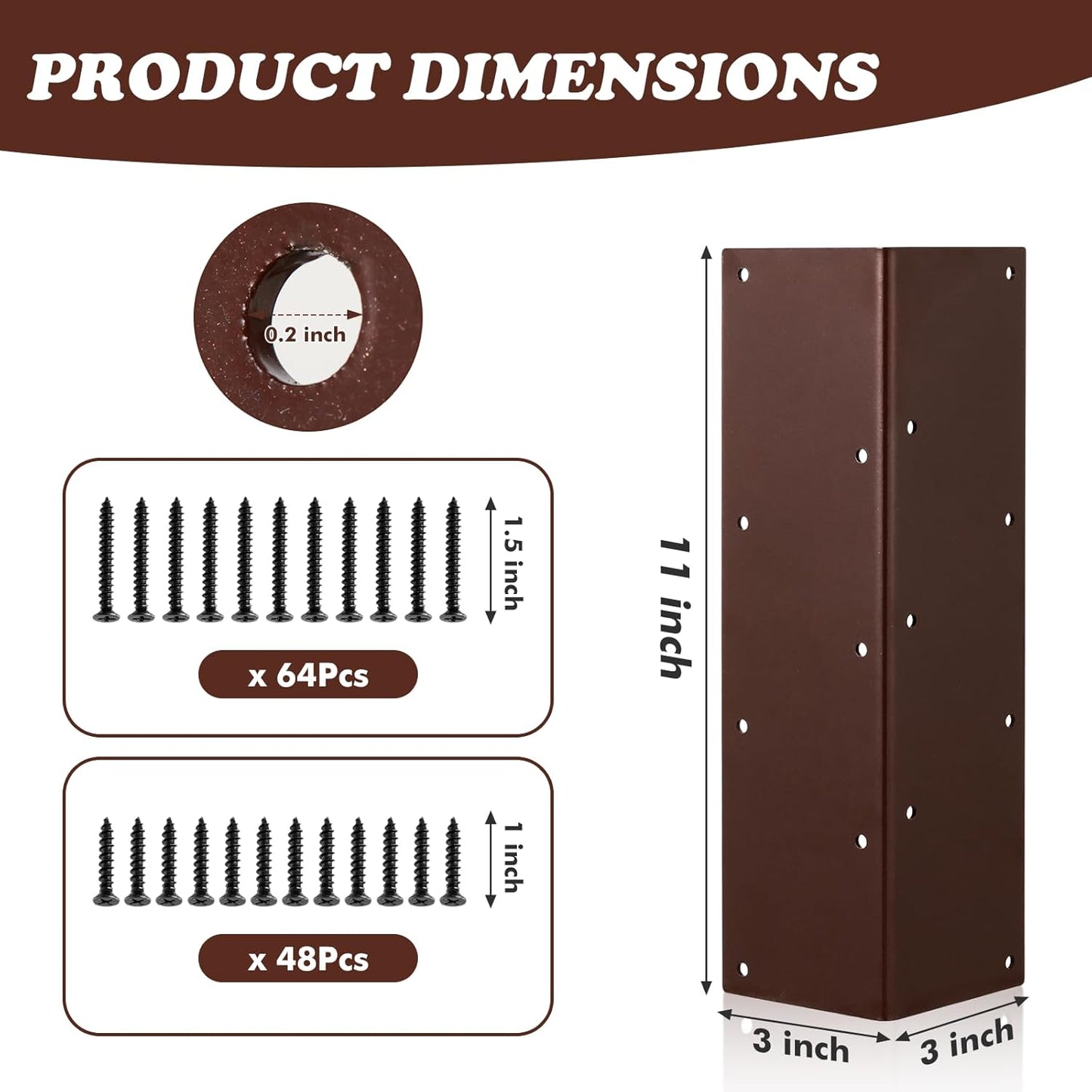 8 Packs Planter Raised Beds Corner Brackets 11 in Metal L Brackets with Screws Brown Angle Corner Bracket Connectors for Plants 11" x 3" x 3" for Wood Flower Box Angle Brace, Brown
