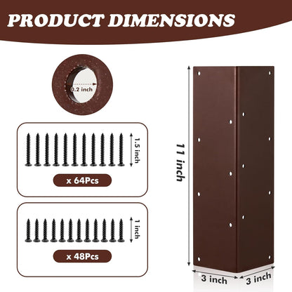 8 Packs Planter Raised Beds Corner Brackets 11 in Metal L Brackets with Screws Brown Angle Corner Bracket Connectors for Plants 11" x 3" x 3" for Wood Flower Box Angle Brace, Brown