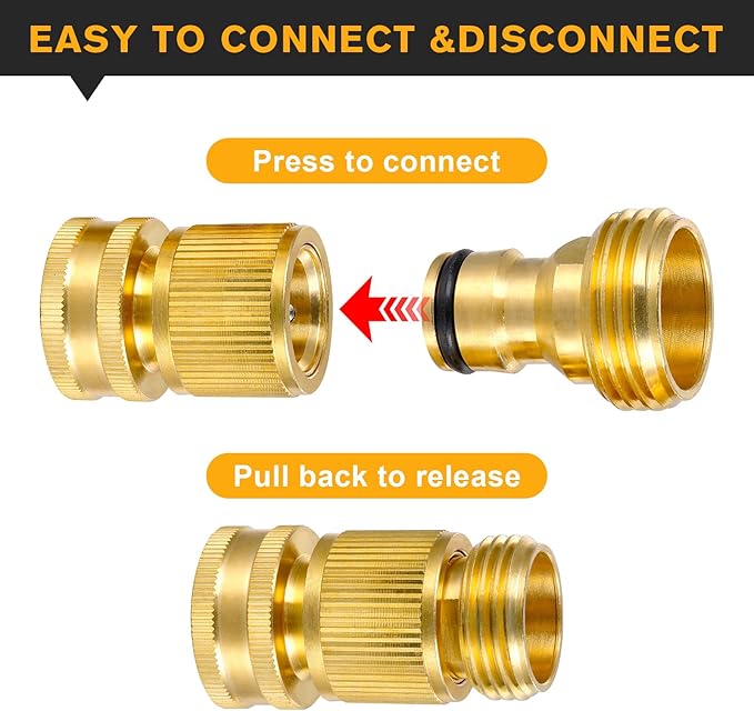 3/4 Inch Brass Garden Hose Quick Connectors Durable Quick Connect Hose Fittings Easy Hose Quick Connect Water Hose Quick Connect for Effortless Switching Between Hoses and Nozzles (1)
