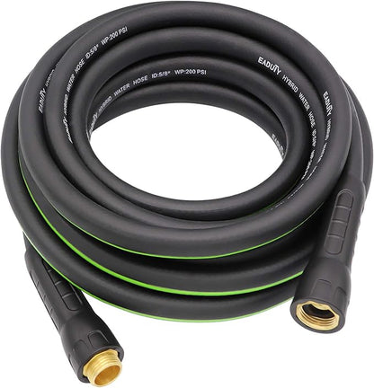 Hybrid Garden Hose 5/8 IN. x 25 FT, Heavy Duty, Lightweight, Flexible with Rotatable Grip Handle and Solid Brass Fittings
