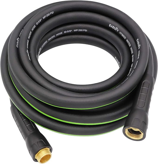 Hybrid Garden Hose 5/8 IN. x 25 FT, Heavy Duty, Lightweight, Flexible with Rotatable Grip Handle and Solid Brass Fittings
